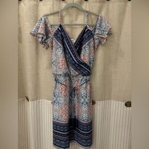 Maurices Navy and Coral Midi Dress